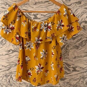 h.i.p. Yellow Floral Off-Shoulder Blouse
